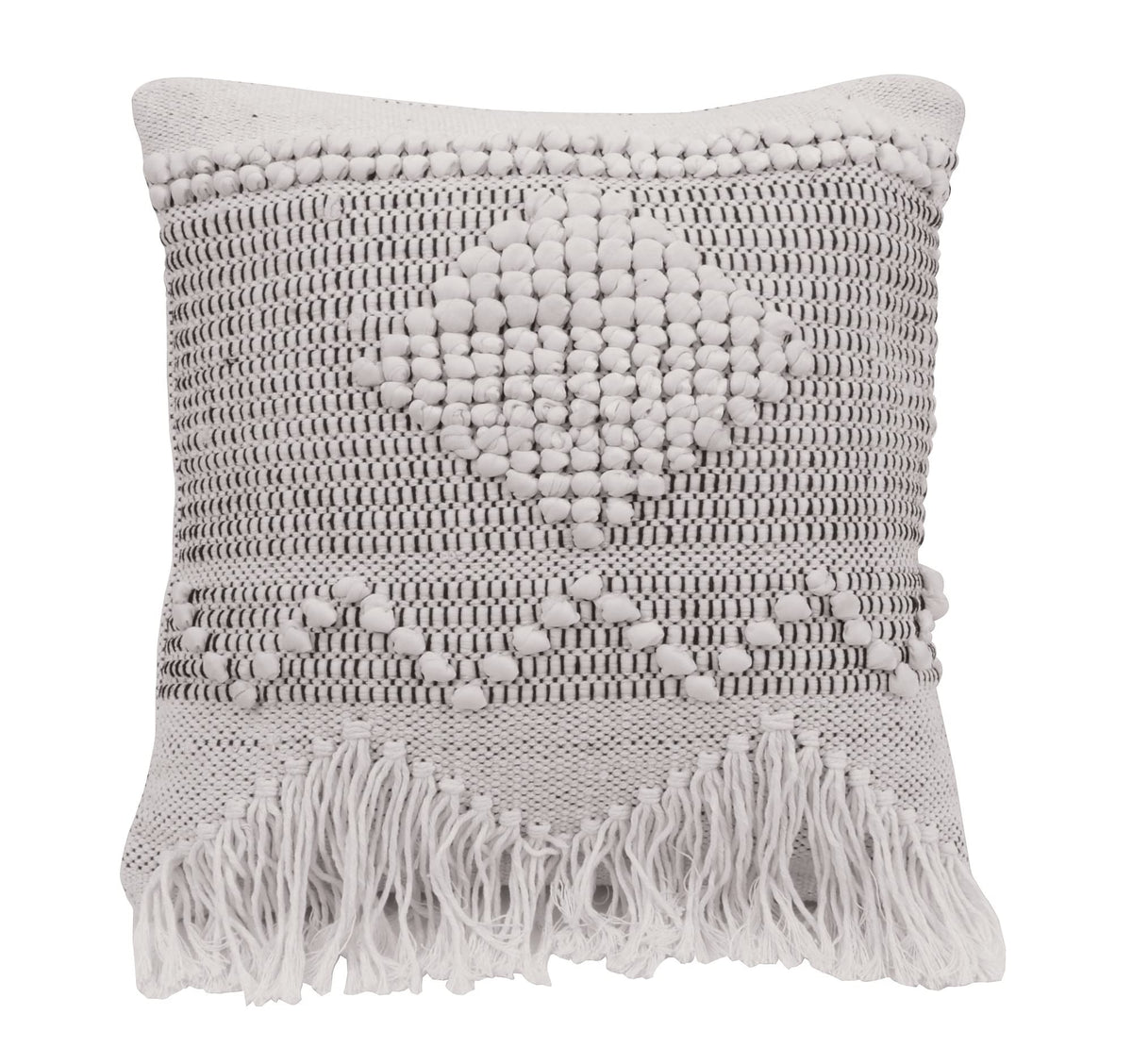 Bloomingville Square Textured Cotton Pillow, Ivory, Grey