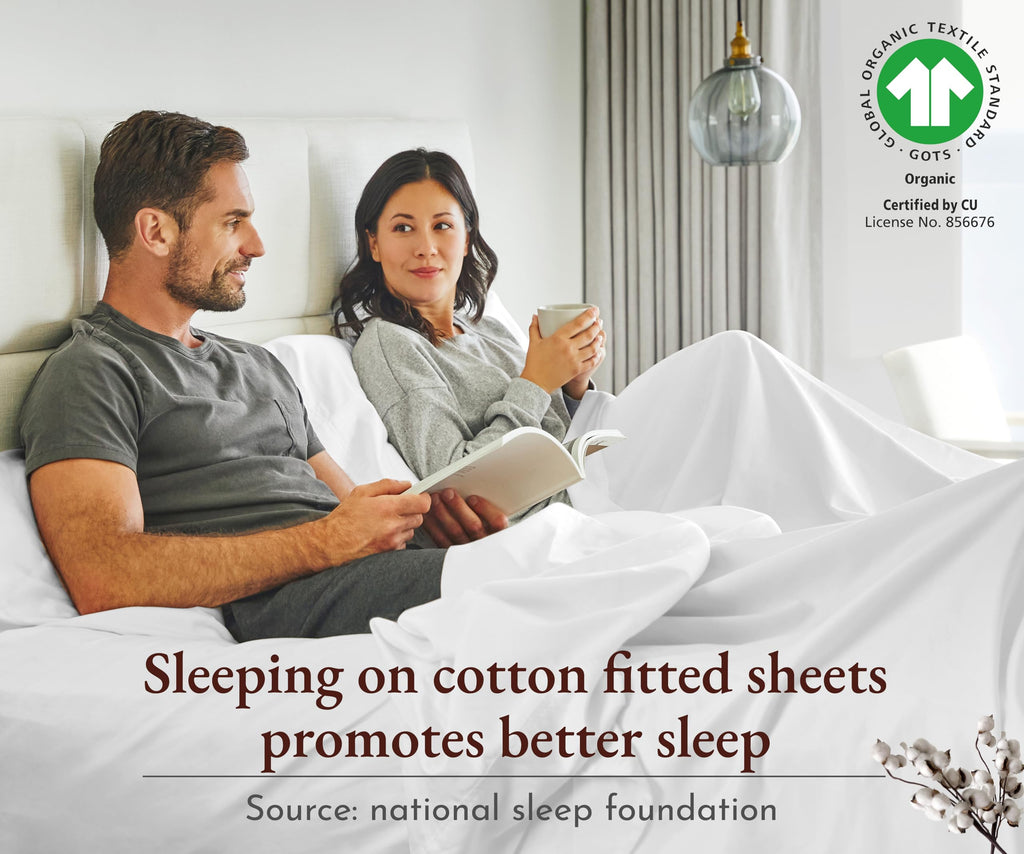 California Design Den Deep Pocket Soft Fitted Sheet Queen Only, 100% Organic Cotton Fitted Sheet Queen, 1 Pc Percale Queen Fitted Sheet, Gots Certified, Cooling, Lightweight, Snug-Fit (Navy Blue)