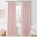 Cute Baby Pink Blackout Curtains 92 Inches Long for Girls Bedroom 2 Panels Set, Textured Linen Pleated Room Darkening Curtain Pr