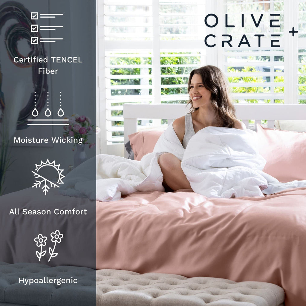 Olive + Crate Luxury Series 100% Tencel Eucalyptus California King Size Sheets Set - 4Pc Soft Cooling Bed Sheets | 18'' Deep Poc