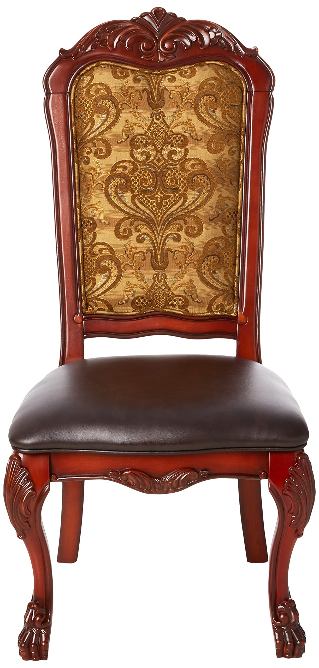 Acme Dresden Dining Side Chair in PU and Cherry Oak (Set of 2)