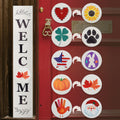 Perfnique Interchangeable Welcome sign for front porch standing, 47 x 7.9 Inch Black Wooden Leaner Sign with 10 Interchangeable 