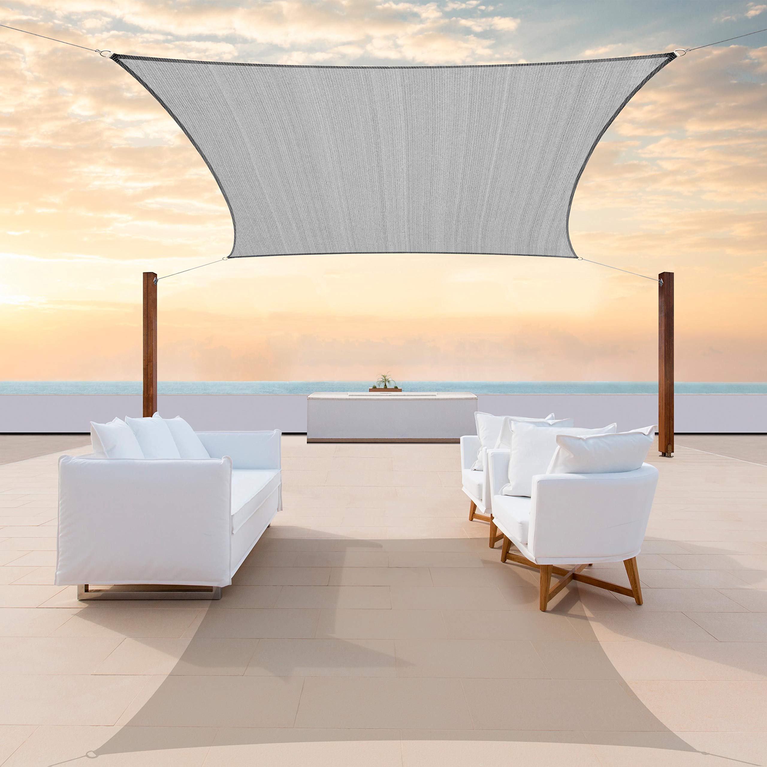 Colourtree Ctapr1016 Custom Size 19' X 23' Grey Sun Shade Sail Canopy Uv Block Upf50  Rectangle - Commercial Standard Heavy Duty