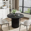 41.7' Wood Round Dining Table Fluted Pedestal Kitchen Table Modern Circle Tables Circular Mdf Finish For 4-6 People, F41.7' X