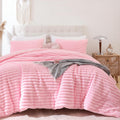 Smoofy Fluffy Twin Comforter Set 2 Pieces - Pink Fleece Fluffy Twin Comforter, Luxury Fuzzy Twin Bedding Set, Soft & Warm Twin B