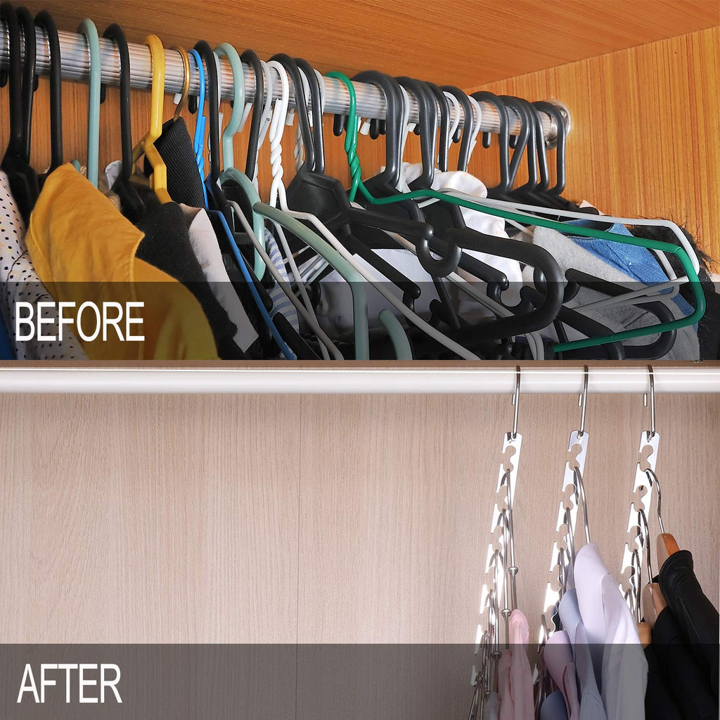 Meetu Space Saving Hangers Metal Clothes Hangers 6X2 Slots Magic Hanger Cascading Hanger Updated Hook Design Closet Organizer Ha