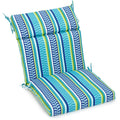 Blazing Needles Spun Polyester Patterned Outdoor Squared Seat/Back Chair Cushion, 18 x 38, Pike Azure