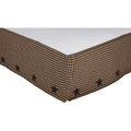 Vhc Brands Check Star Cotton Primitive Split Corners Appliqued Queen Bed Skirt, Raven Black