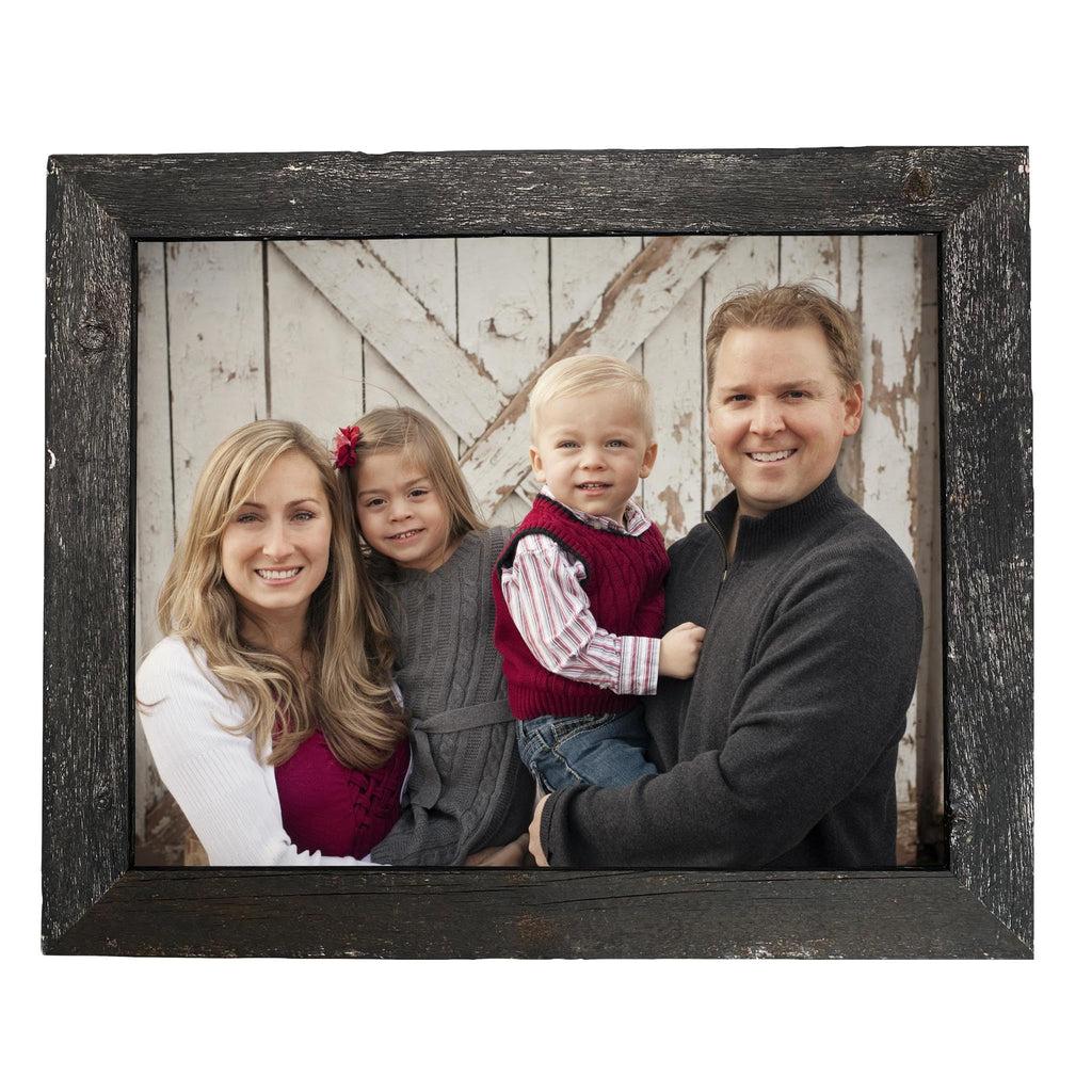 Barnwoodusa | Farmhouse 11X14 Picture Frame | 1 1/2 Inch Molding | 100% Reclaimed Wood | Rustic | Smokey Black