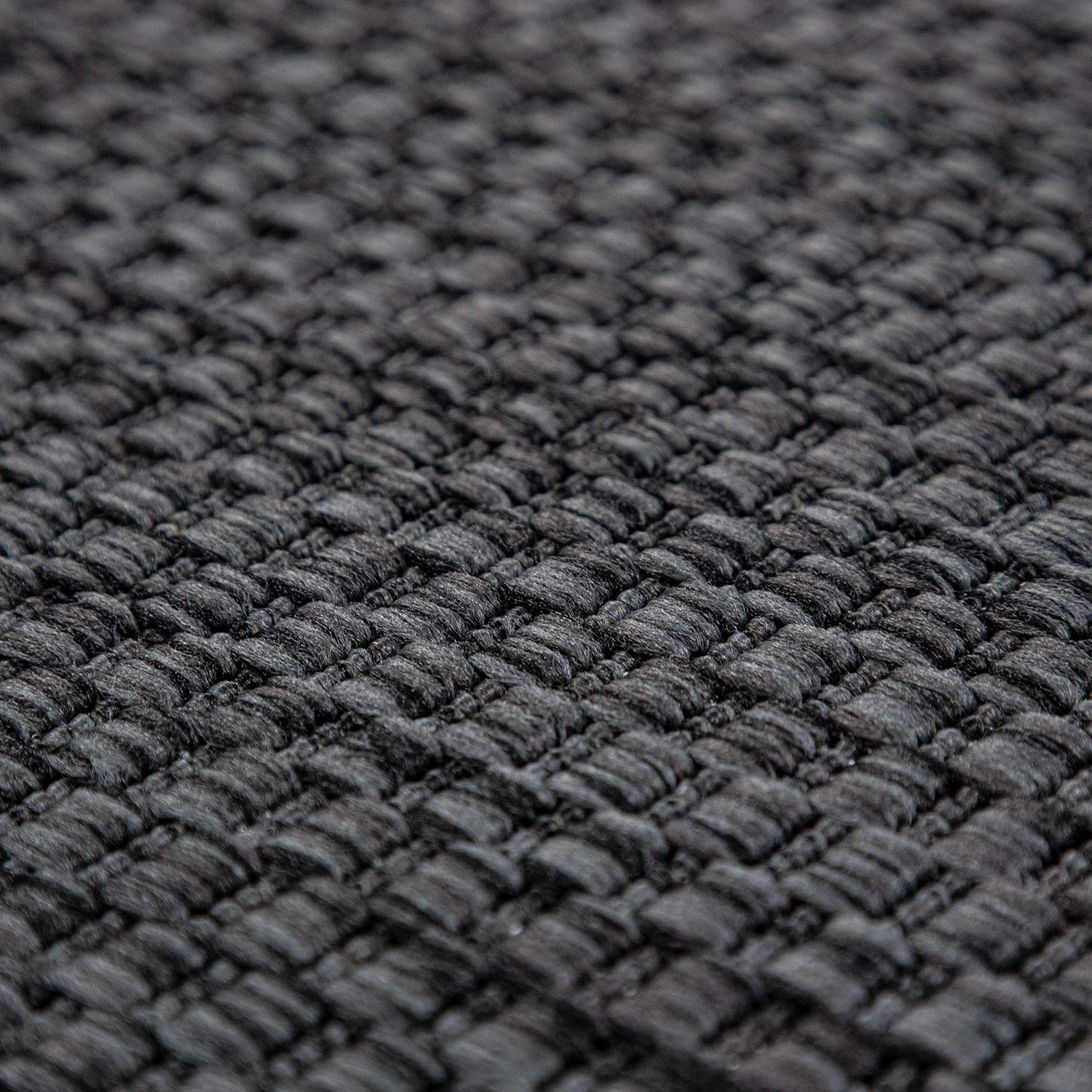 Solid Outdoor Rug For Patio Or Balcony Waterproof In Mottled Anthracite, Size: 5'3' Round
