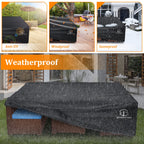 Startwo 2 Years Lifespan Patio Furniture Covers Waterproof, Anti-Uv Tear-Resistant 500D Heavy Duty 7-12 Seats Outdoor Furniture Cover For Sectional Sofa, Patio Table Cover, 110'X84'X28', Black