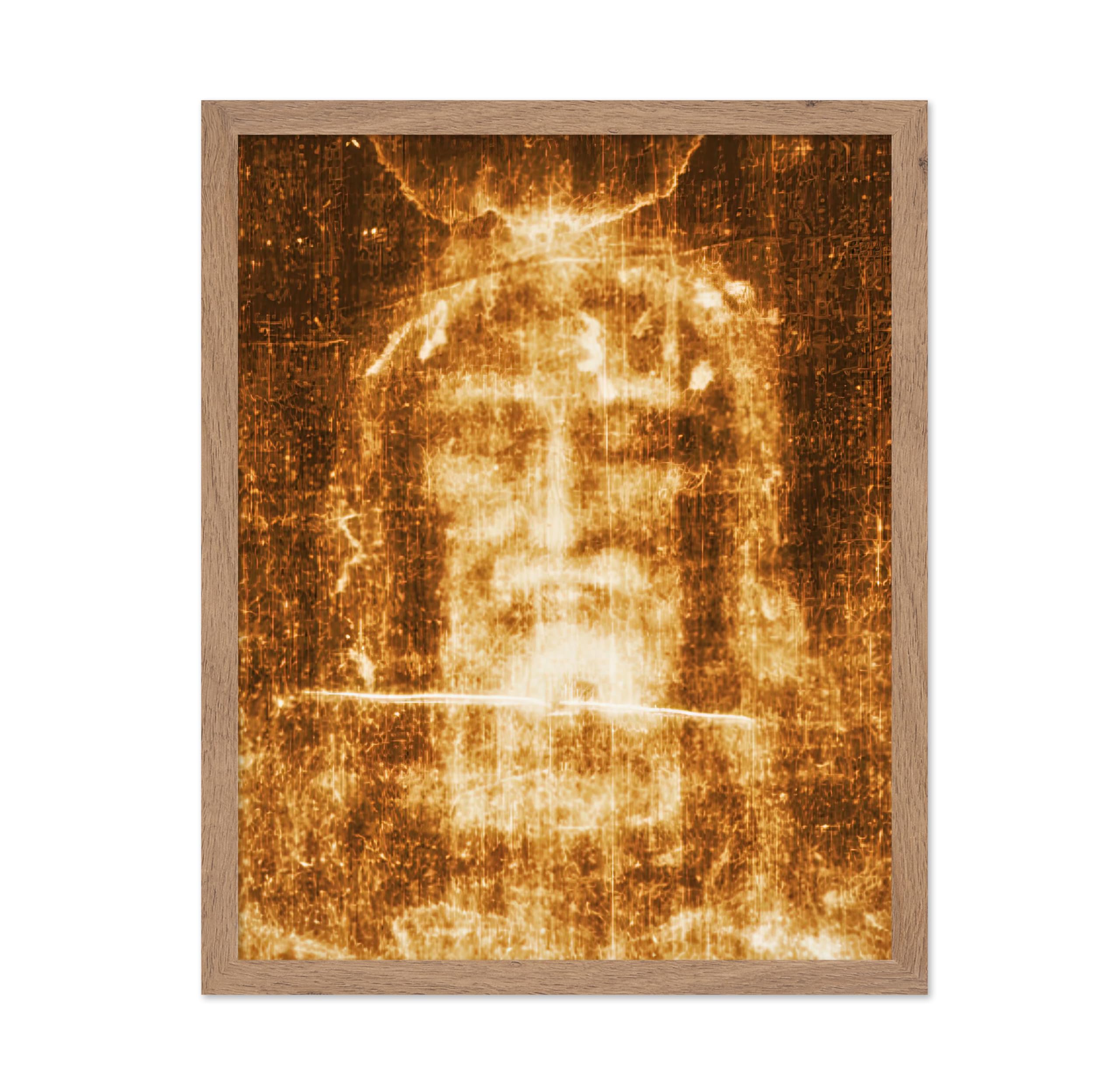 Poster Master Vintage Illustration Poster - Retro Christian Print - Gift for Religious, Friend - The Shroud of Turin Face of Jes