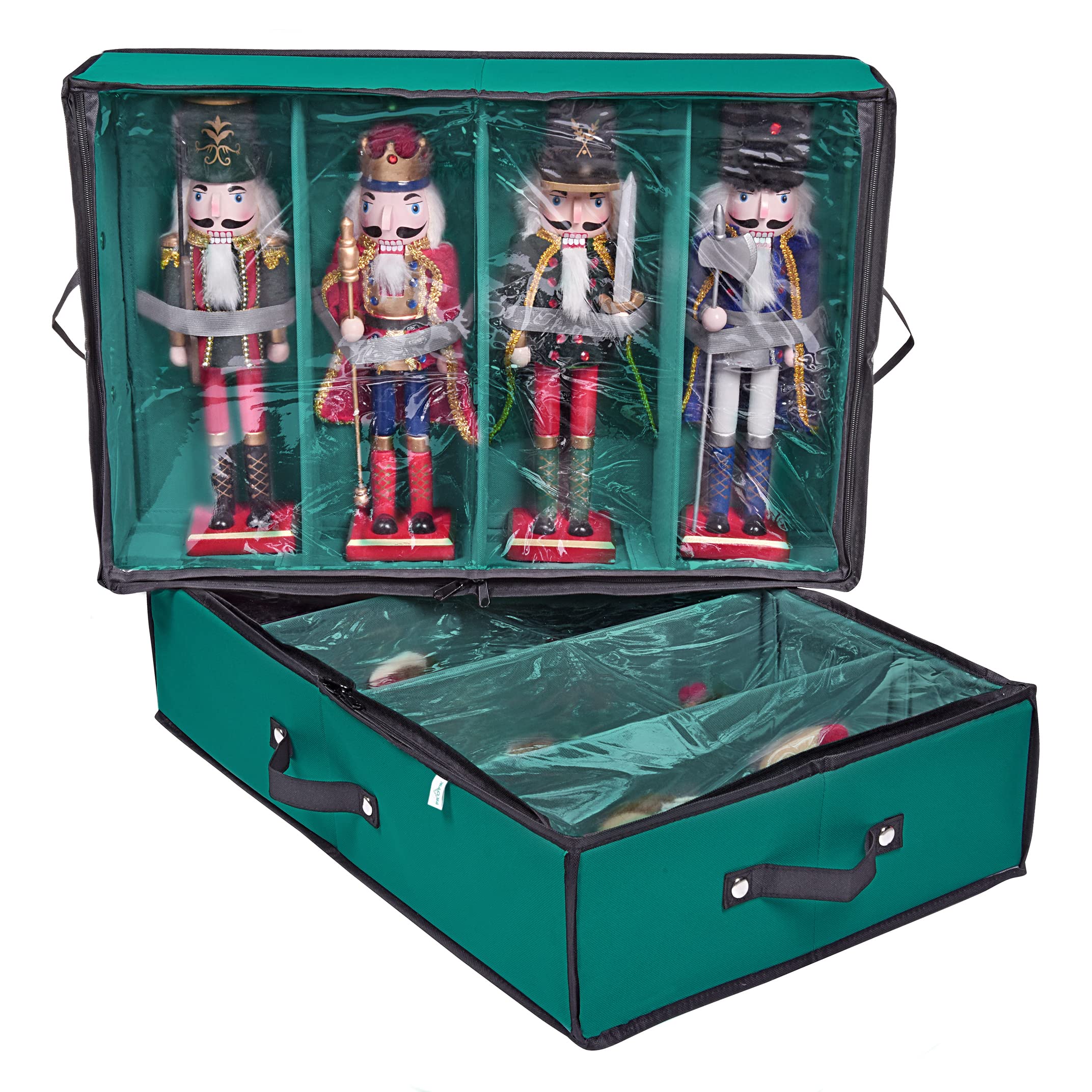 ProPik 2 Pack Christmas Figures Storage Box | Each Holds 4 Holiday Figurines up to 16    | Adjustable Nutcracker Decor Ornament 