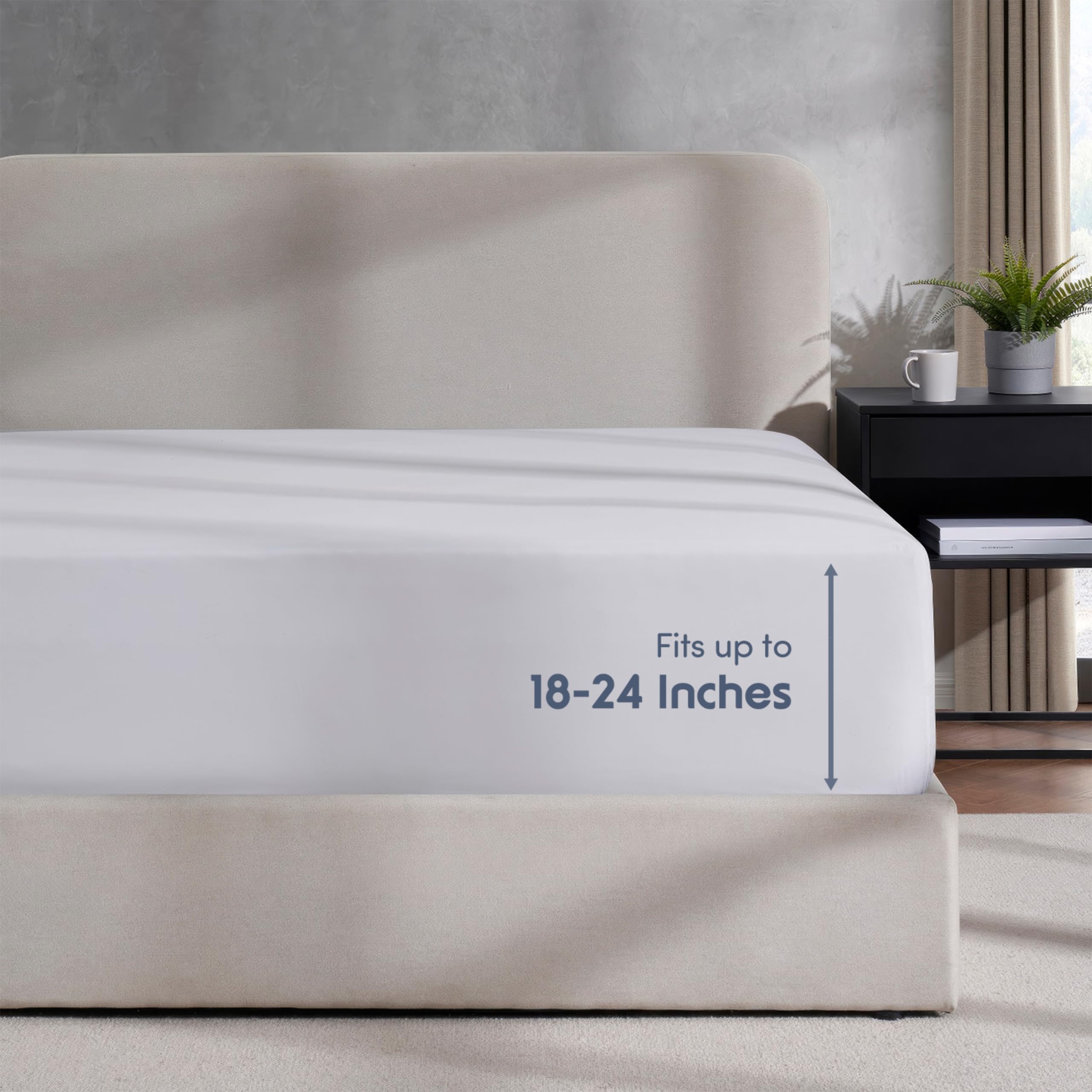 Nestl Extra Deep Pocket King Fitted Sheet, White Fitted Sheet King Size, 1800 Microfiber King Fitted Sheet Only, Ultra Soft King