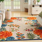Nourison Aloha Indoor/Outdoor Modern Multicolor 7'10' X 10'6' Area Rug, Easy Cleaning, Non Shedding, Bed Room, Living Room, Dining Room, Kitchen (8X11)