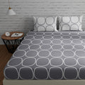 Huesland By Ahmedabad Cotton 144 Tc Cotton Bedsheet For Double Bed King Size With 2 Pillow Covers | 9Ft X 9Ft |Grey & White