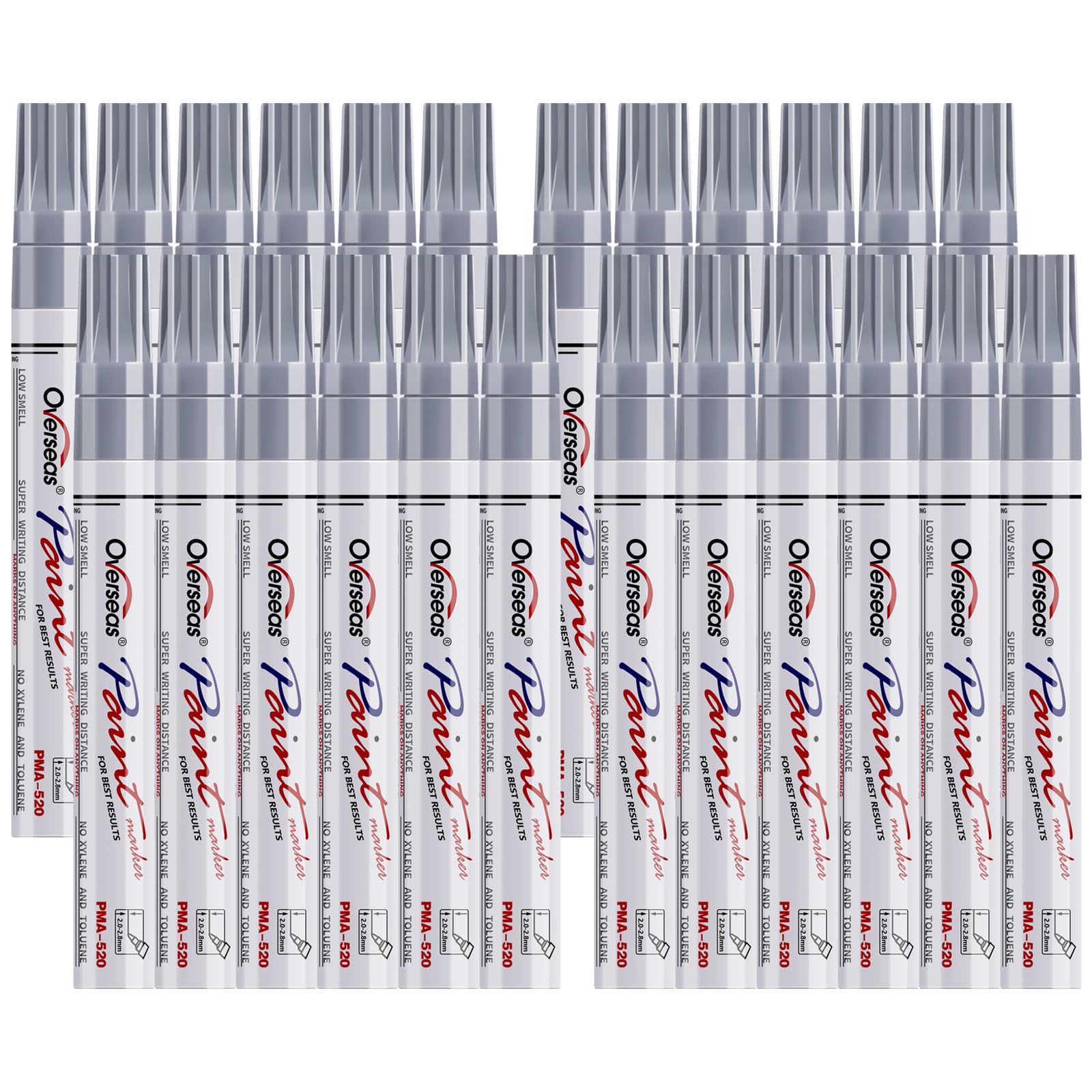 Silver Paint Pens Permanent Markers 24 Pcs, Oil Based Paint Markers Set, Quick Drying, Waterproof, Medium Tip Marker Pens For Me