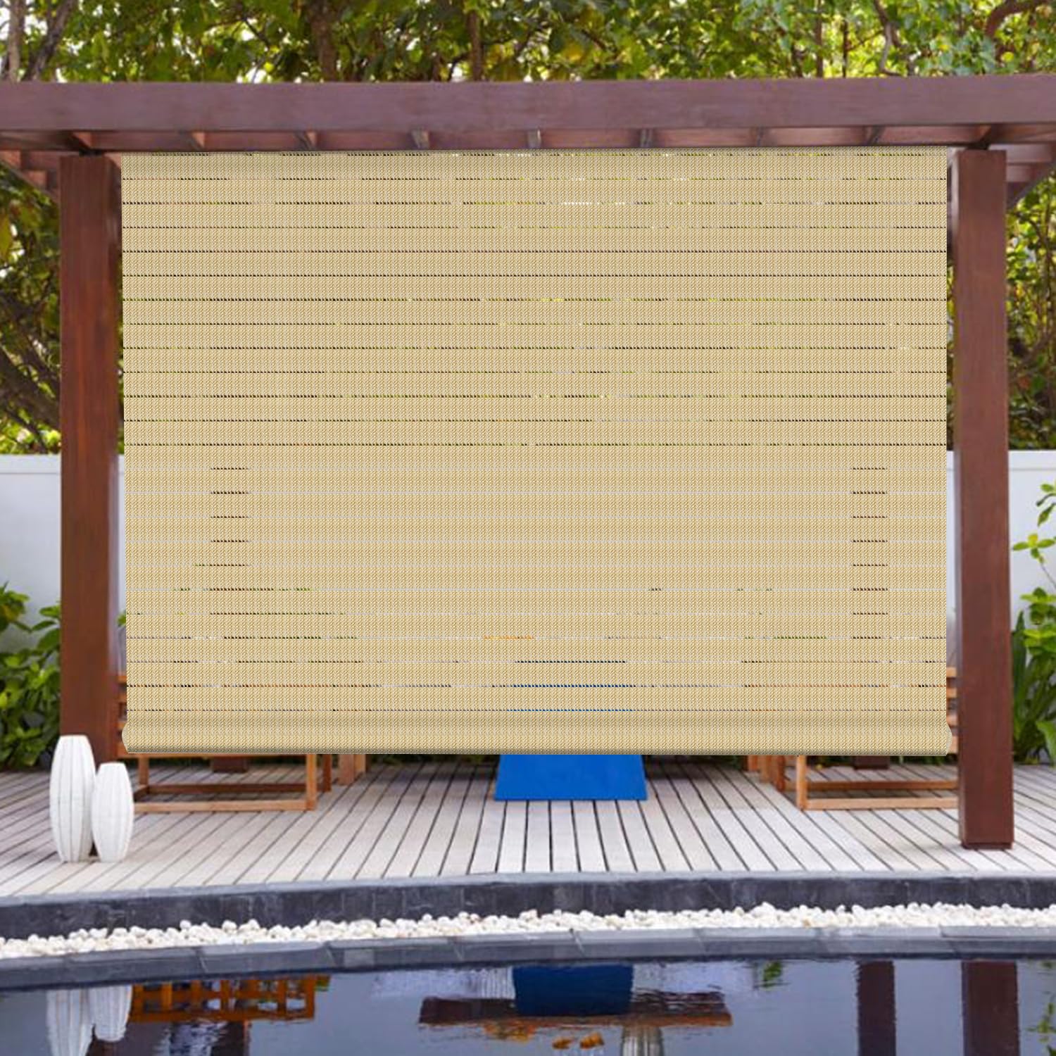 Patio Paradise Shades Roll Up Outdoor 4 Wx14 H Roller Shade Exterior Patio Blinds for Outside Porch Deck Balcony Pergola Carpo