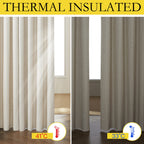 Nicetown Farmhouse Style 100% Blackout Natural Linen Curtains 90 Inches Length, 2 Panels, 42' W, Room Cooling Window Draperies With Thermal Insulated Liners For Dining Room
