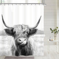 Riyidecor Farmouse Highland Cow Shower Curtain 60Wx72H Inch Western Wildlife Portrait Bull Animal Funny Country 12 Pack Plastic 