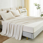 Litanika Beige Bed In A Bag Full - 7 Pieces Full Size Comforter Sets Beddding Comforter Sets, Solid Fluffy Bed Set With Comforte