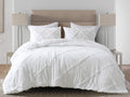 Chezmoi Collection Vivian 3-Piece Diamond Ruffle Quilted Trim Soft Washed Microfiber Comforter Set (Full, White)