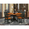 East West Furniture KEDO5-BCH-W 5 Piece Dining Room Furniture Set Includes an Oval Kitchen Table with Butterfly Leaf and 4 Dining Chairs, 42x60 Inch, Black & Cherry