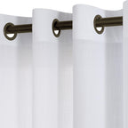 Koufall White Linen Curtains 102 Inches Long For Living Room 2 Panels Set Bronze Grommet Privacy Opaque Light Filtering Semi She
