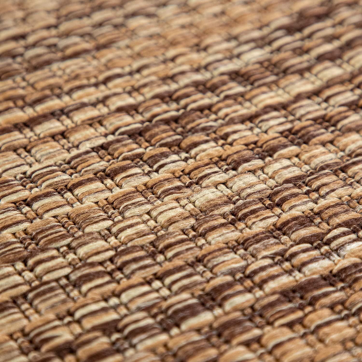 Solid Outdoor Rug For Patio Or Balcony Weatherproof In Mottled Brown Beige, Size: 2' X 3'3'