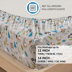 Comfort Spaces Cotton Flannel Breathable Warm, Deep Pocket Sheets With Pillow Case Bedding, Full, Multi Forest Animals 4 Piece