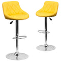 2 Pk. Yellow Vinyl Bucket Seat Adjustable Height Barstool with Chrome Base