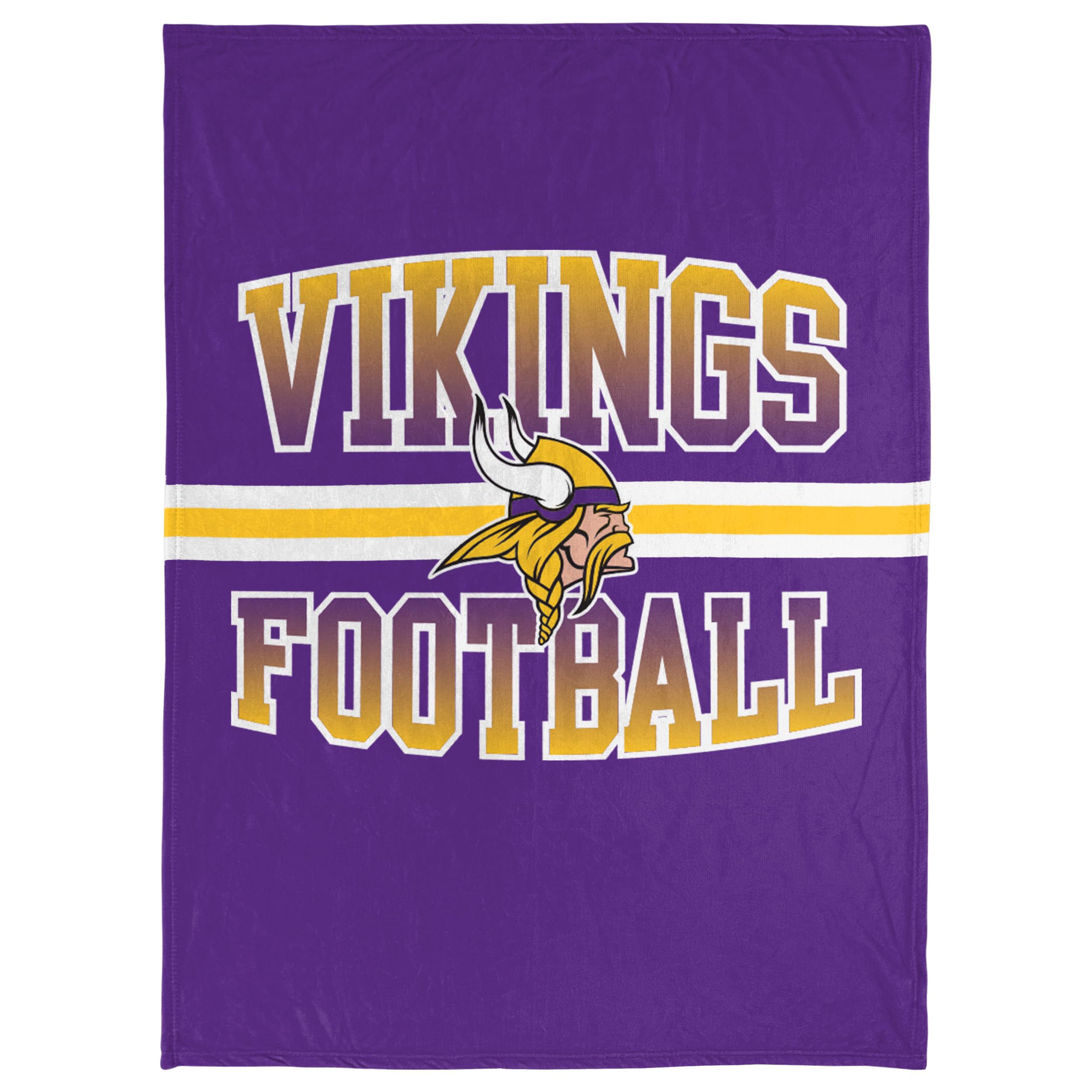 Foco Nfl Micro Raschel Plush Throw Blanket, Stripe Logo 45 X 60, Minnesota Vikings
