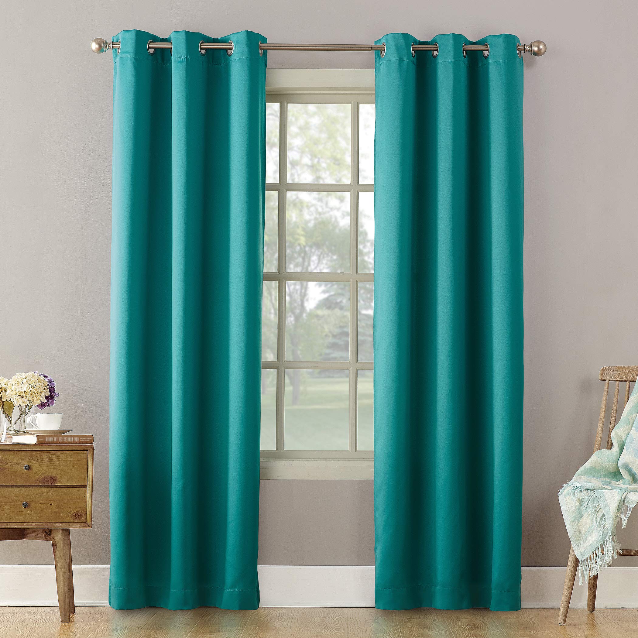 Sun Zero Becca Energy Efficient Grommet Curtain Panel, 40'' x 95'', Marine