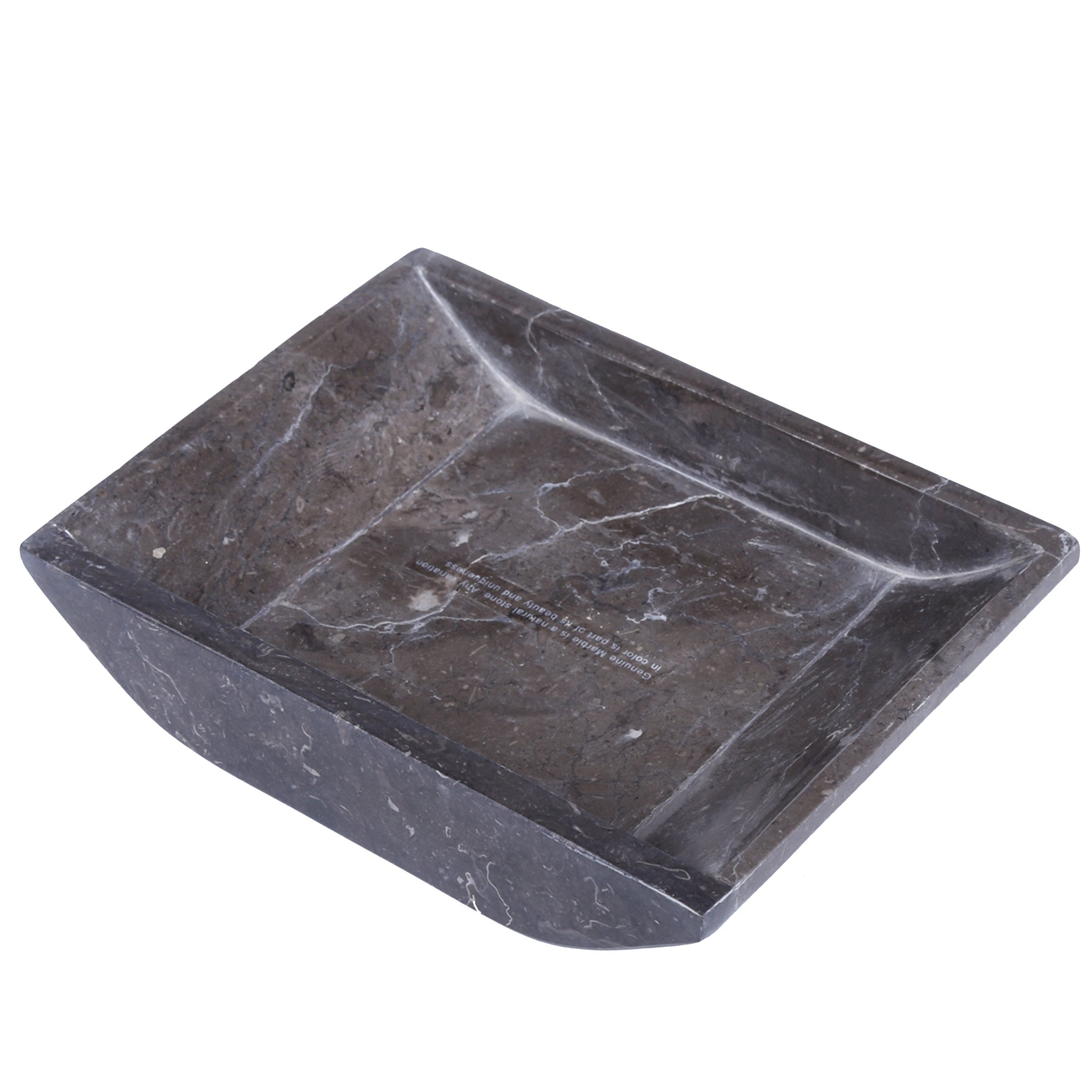 Creative Home Charcoal Marble Stone Boat Shaped Candle Holder, Medium, 6-1/4'' X 4-3/4''