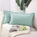 Madizz Set Of 2 Short Chenille Throw Pillow Covers 12X20 Inch Light Teel Soft Decorative Cushion Cover For Sofa Bedroom Pillow S