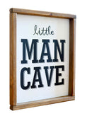 Little Man Cave Wood Wall Sign Toddler Boys Room Wall Decor Art for Kids Bedroom Wooden Framed Modern Farmhouse Wall Hanging Art