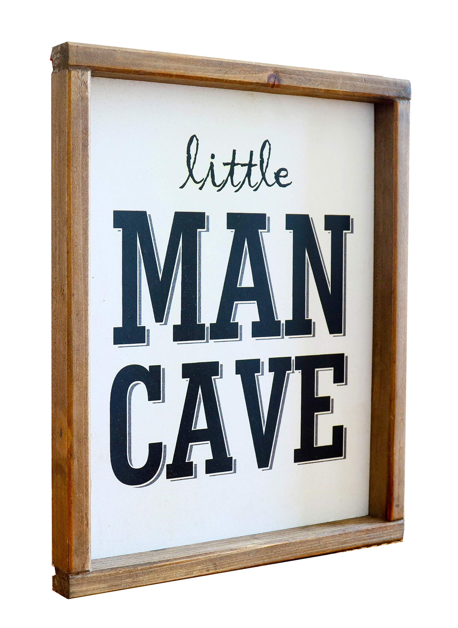 Little Man Cave Wood Wall Sign Toddler Boys Room Wall Decor Art for Kids Bedroom Wooden Framed Modern Farmhouse Wall Hanging Art