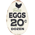 Rustic Fresh Eggs Metal Sign - Farmhouse Wall Art for Chicken Coop, Dining Room, or Kitchen