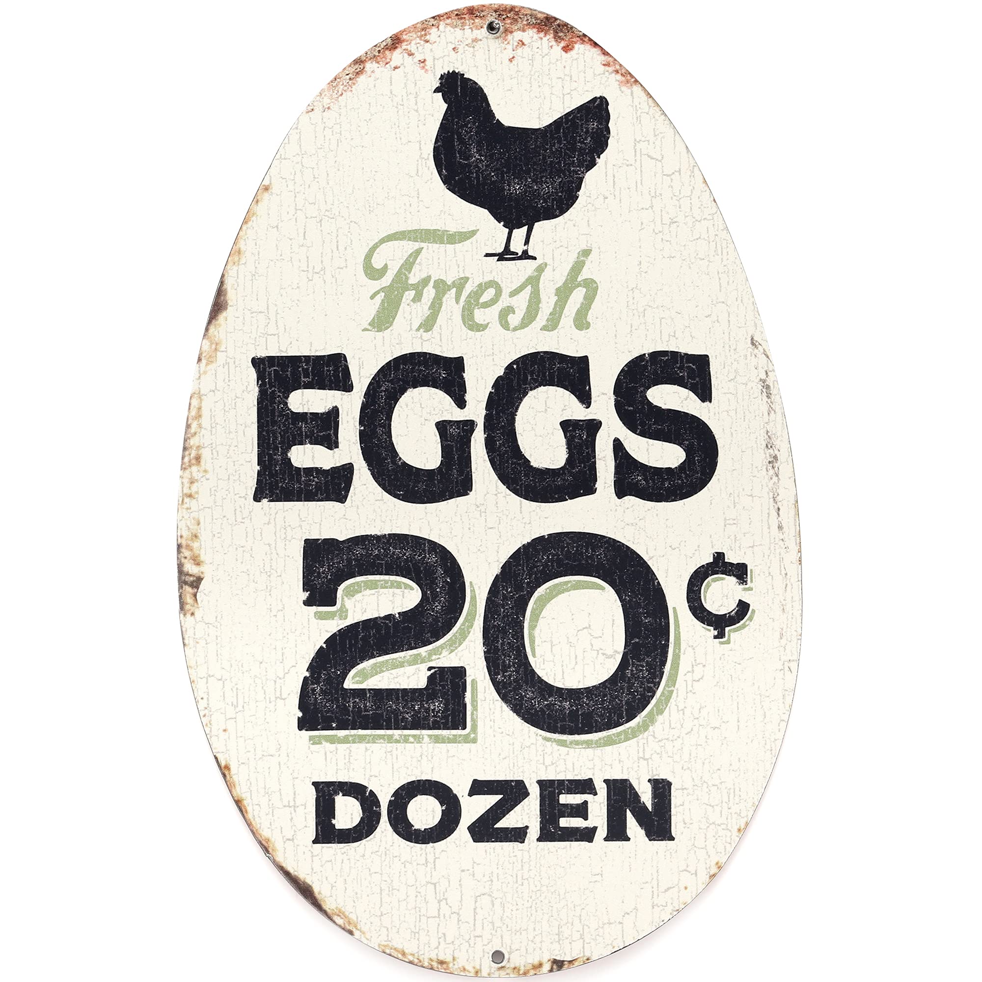 Rustic Fresh Eggs Metal Sign - Farmhouse Wall Art for Chicken Coop, Dining Room, or Kitchen