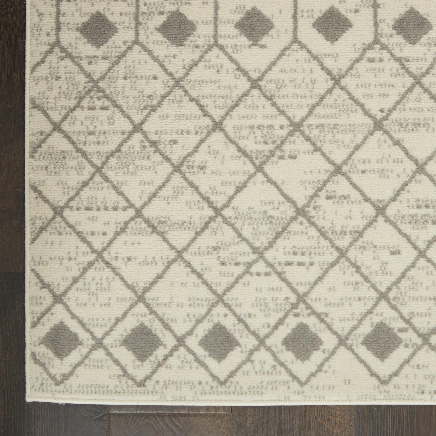 Nourison Grafix Moroccan Ivory/Grey 5'3' X 7'3' Area Rug, Easy Cleaning, Non Shedding, Bed Room, Living Room, Dining Room, Kit