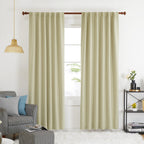 Deconovo Solid Thermal Insulated Window Blackout Curtains, Beige Rod Pocket And Back Tab Curtains - Window Coverings Curtains For Girls Room, 52X95 Inch, Beige, 2 Panels