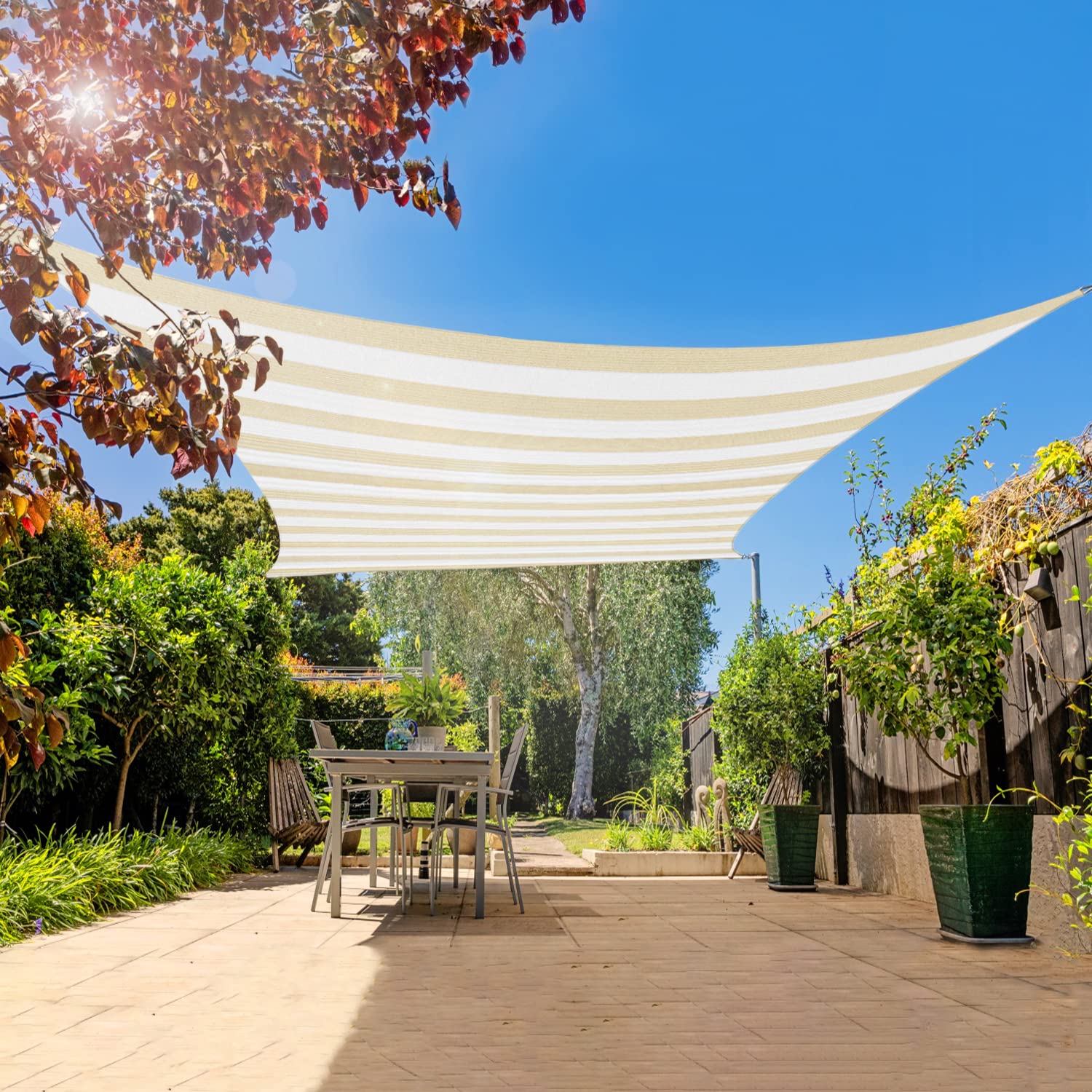 Infrange 4' X 17' Rectangle Sun Shade Sails Canopy Uv Block For Patio Deck Pergola Yard Lawn Outdoor Activities (Beige White Str