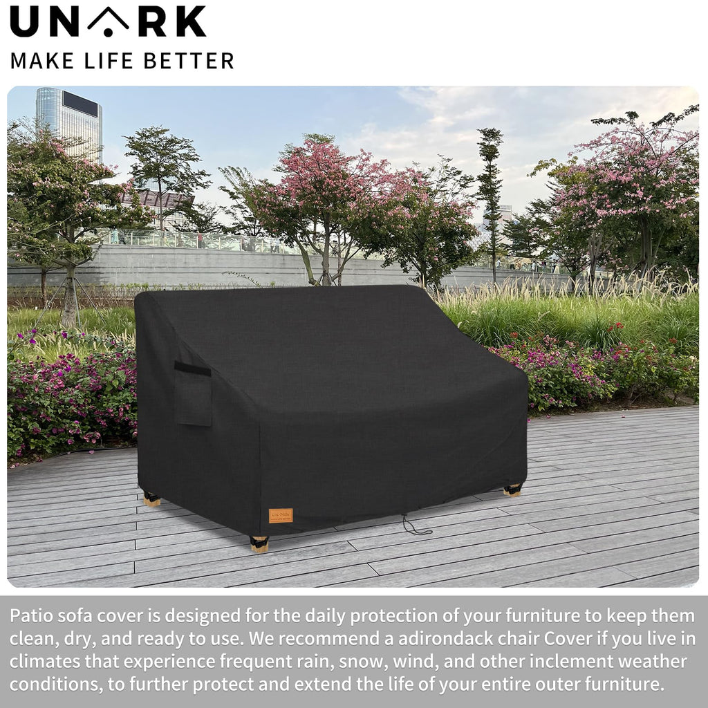 Unark Outdoor 3-Seater Sofa Cover,Waterproof Heavy Duty Patio Furniture Covers,76W X 33D X 32H Inches Outdoor Couch Cover,Patio Sofa Covers For Outdoor Furniture Waterproof,Black