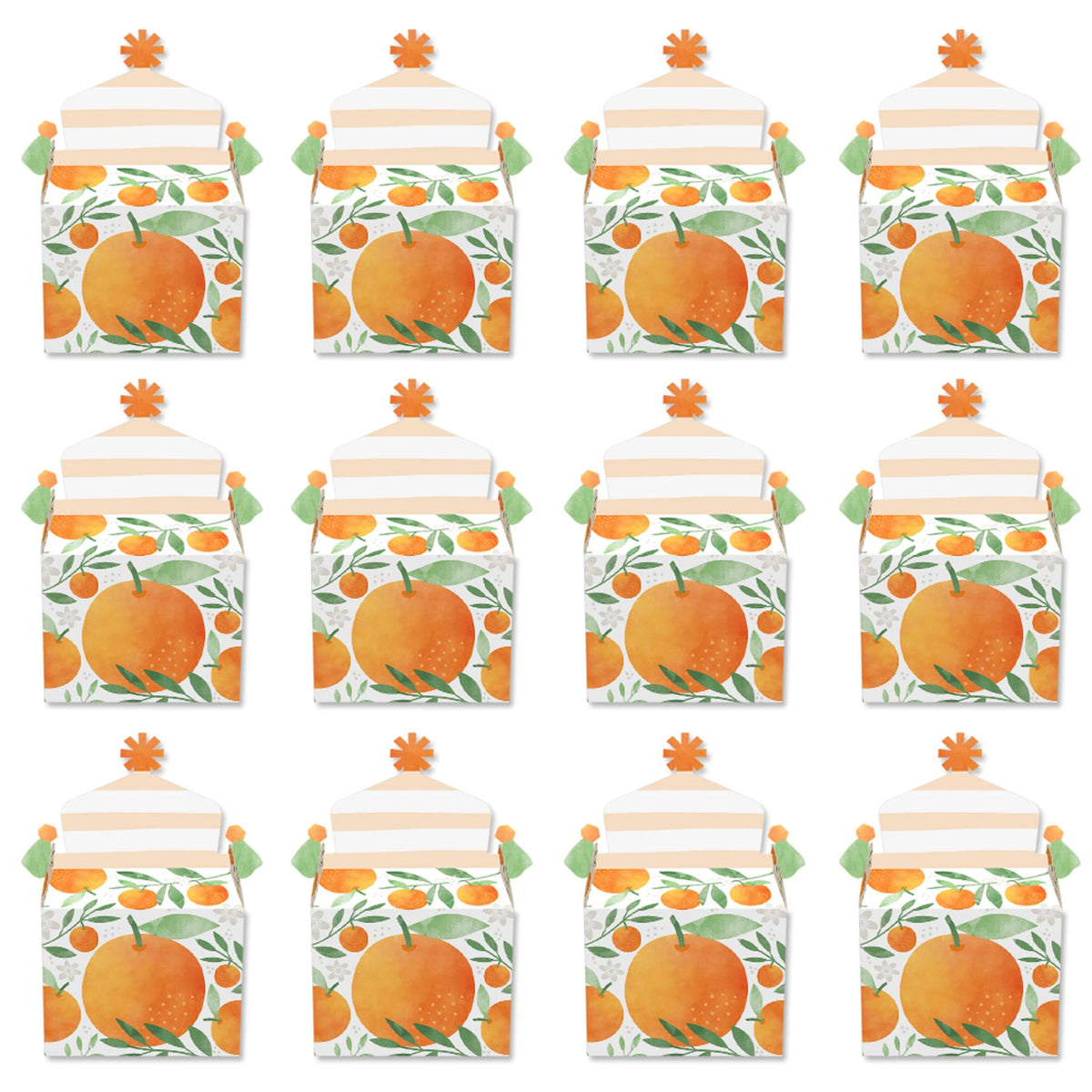 Big Dot Of Happiness Little Clementine - Treat Box Party Favors - Orange Citrus Baby Shower Or Birthday Party Goodie Gable Boxes