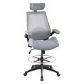 BOLISS 400lbs High Back Computer Office Drafting Chair Flip up Armrests Lumbar Support Adjustable Big Footrest Ring (Grey)