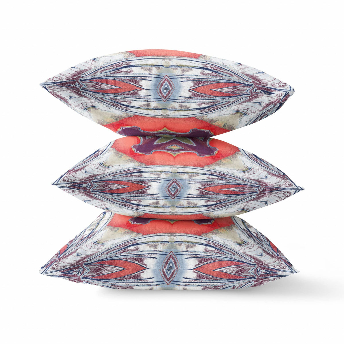 HomeRoots Light Blue Grey Peach 20â€ Gray Peach Geo Tribal Suede Throw Pillow