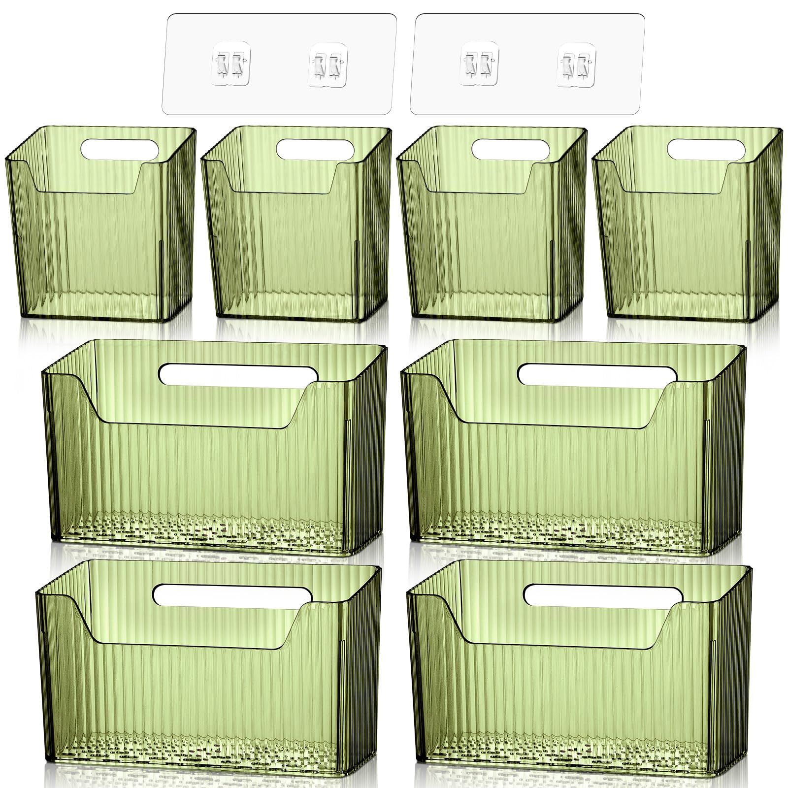 SiliFine 8 Pcs Storage Organizer Bins Wall Mounted Organizer Basket Plastic Cabinet Door Organizer Stackable Hanging Baskets for