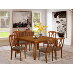East West Furniture PFNA7-SBR-C 7 Piece Kitchen Table & Chairs Set Consist of a Square Dining Room Table with Butterfly Leaf and 6 Linen Fabric Dining Chairs, 54x54 Inch, Saddle Brown