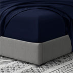 Cathay Home Full Fitted Sheet - Double Brushed Ultra Soft – Wrinkle & Fade Resistant - 14' Standard Pocket Fitted Sheet Only - Good Fit For 12'-16' Deep Mattress (Full, Navy)