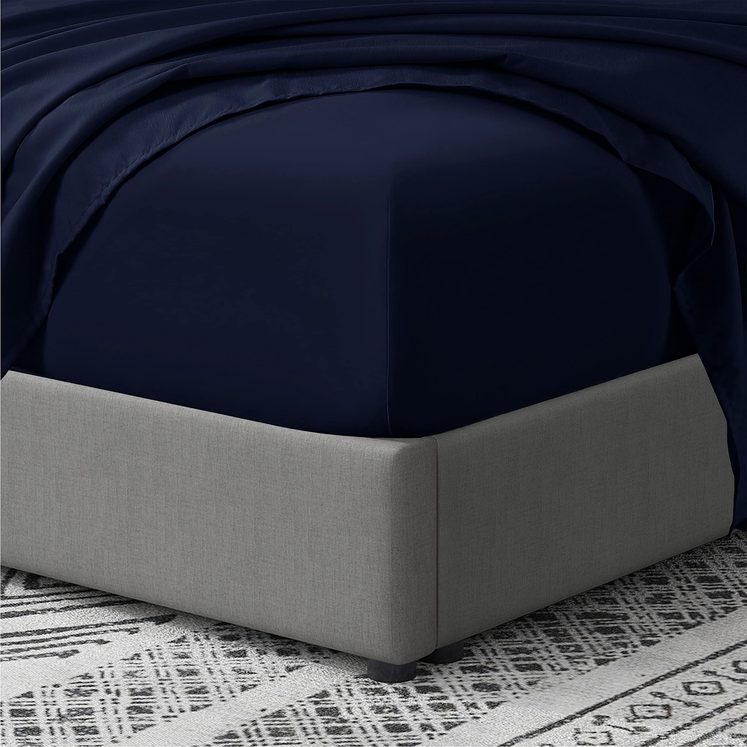Cathay Home Full Fitted Sheet - Double Brushed Ultra Soft – Wrinkle & Fade Resistant - 14' Standard Pocket Fitted Sheet Only - Good Fit For 12'-16' Deep Mattress (Full, Navy)